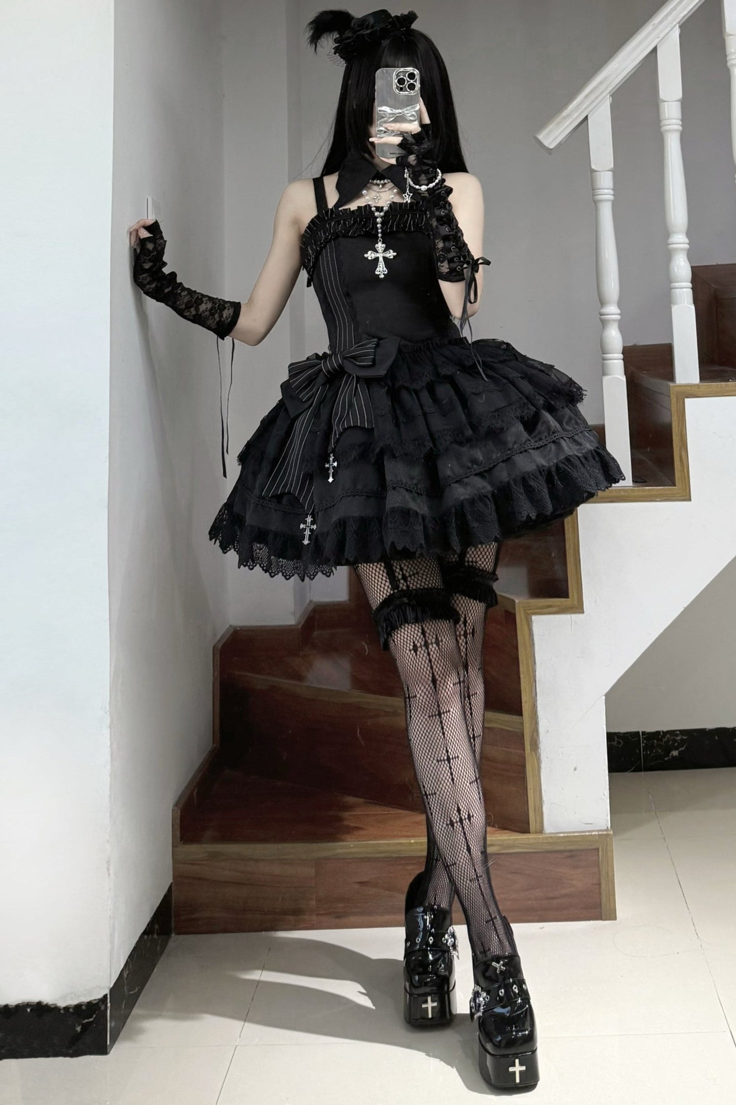 Dark Gothic Striped Slim Dress