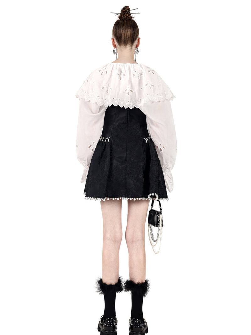 Electric Moon Dark Flower Embroidered Tube Top Pearl Dress
