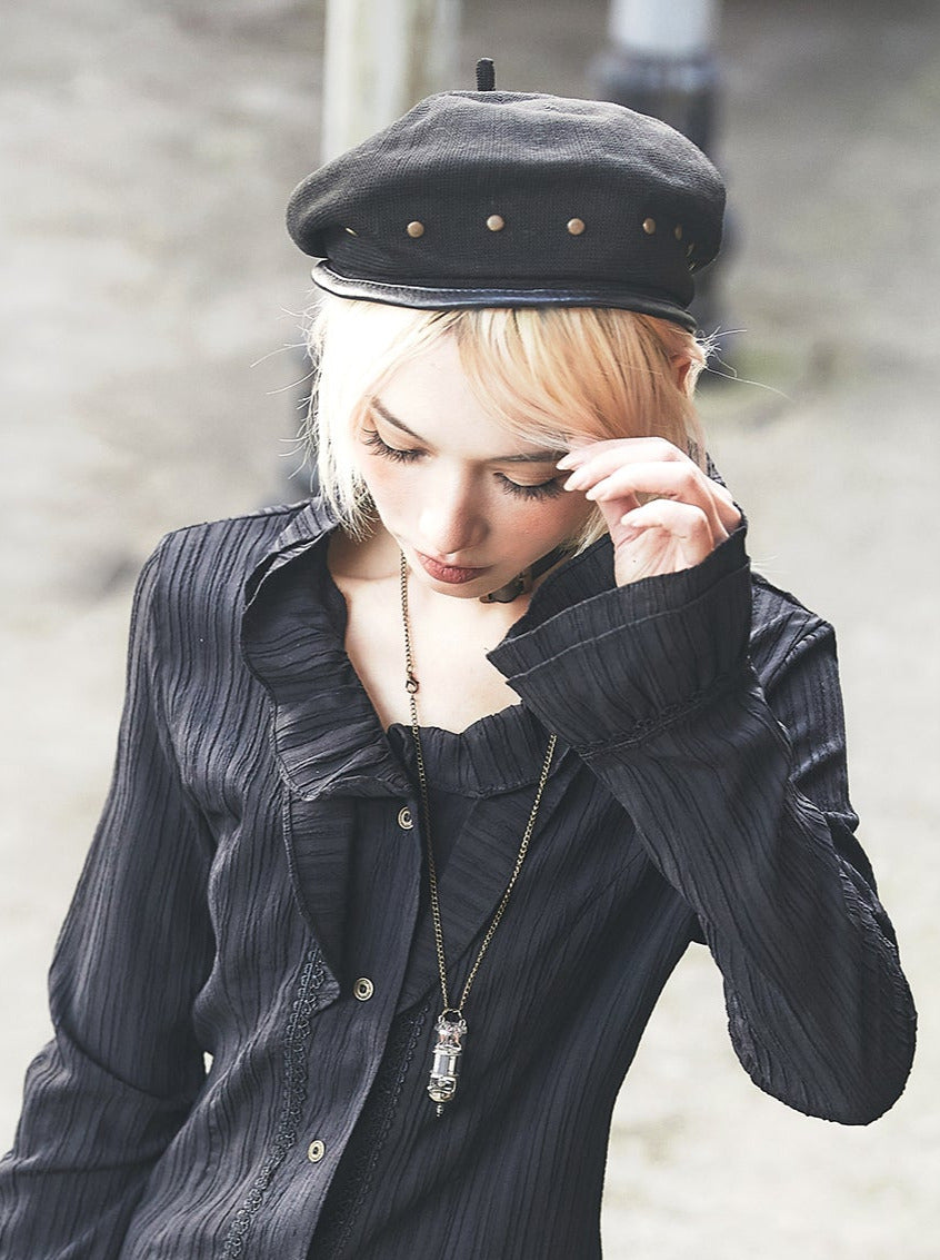 Steam Black Rivet Beret