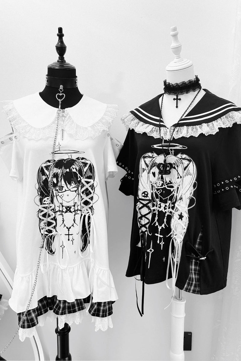 Subculture Print Off Shoulder Tie Dress