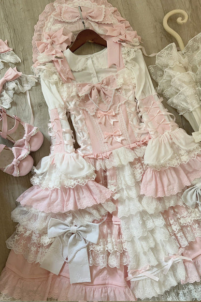 [pre-order] Peach Rabbit Antique Doll Lolita Dress Set