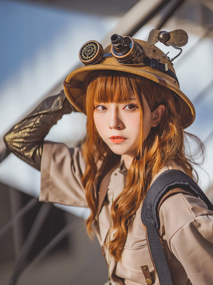 Steampunk Explorer Straw Helmet Retro Sun Visor Adventure Cap
