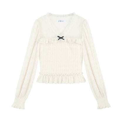 Unique Plush V-neck Blouse