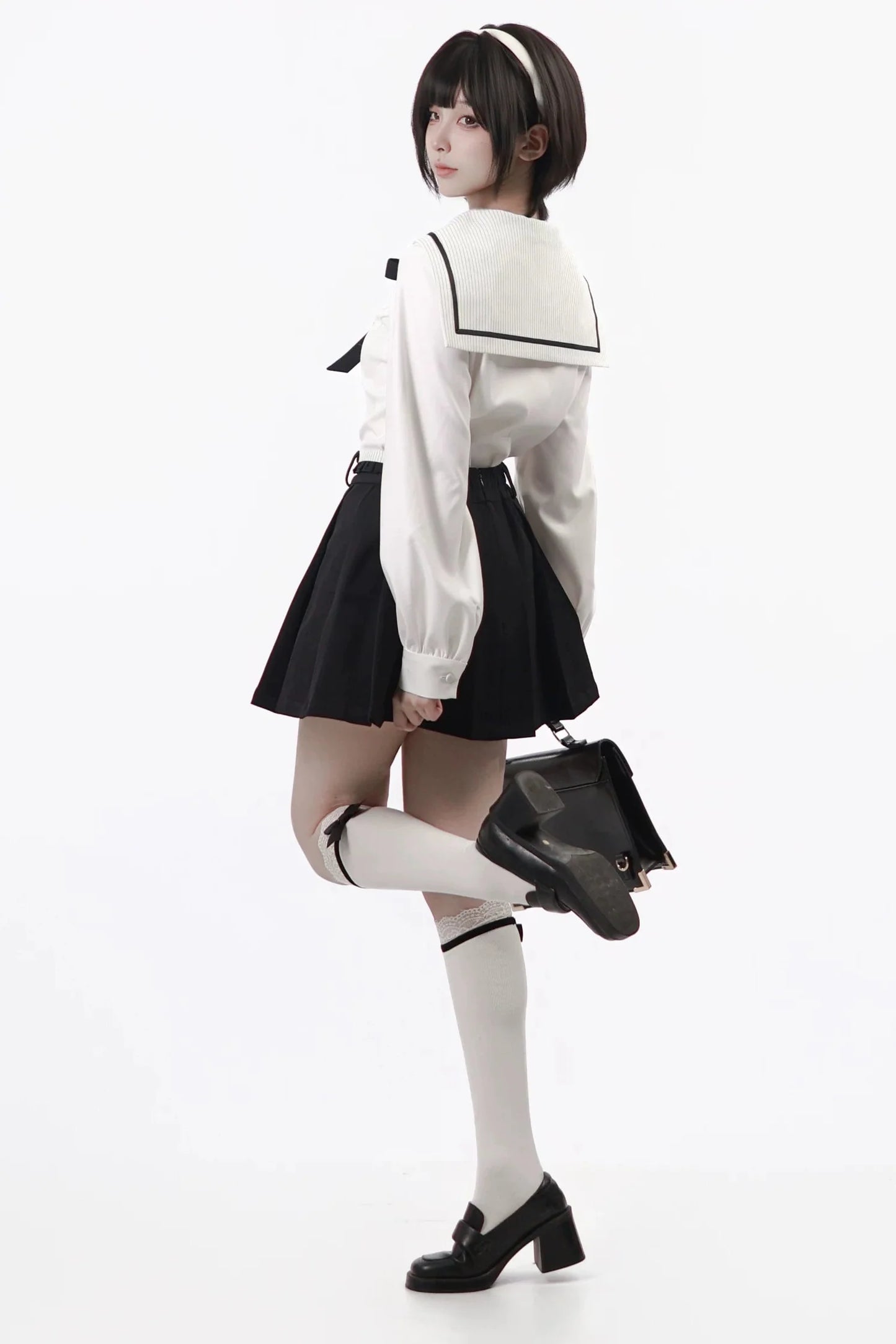 Monochrome Girl Sailor Dress + Shirt + Skirt + Bow Tie