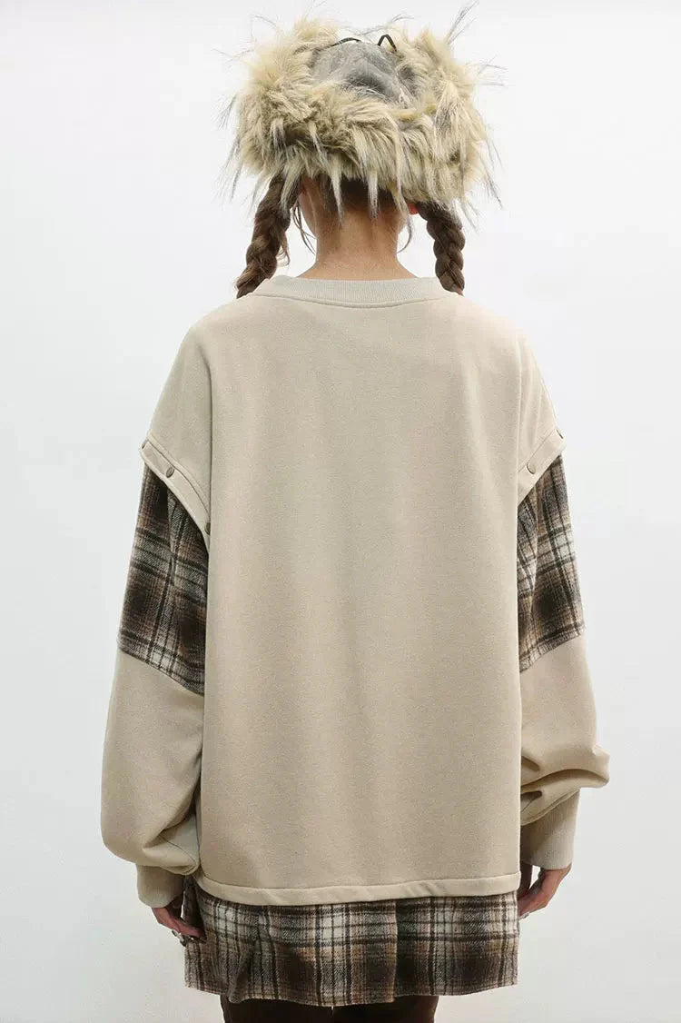 Oversized Plaid Sweatshirt