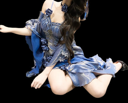 [pre-order] Amour Rose Bianca White and Blue Mermaid Dress Set