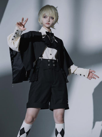 Night Crow Magic Lolita Prince Cape Shirt Suspender Dress Set