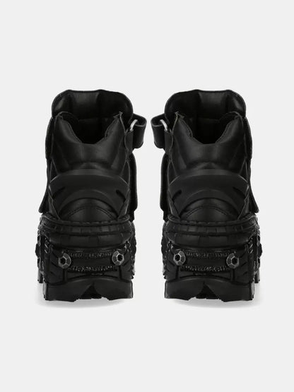 Dark Punk Style Retro Tank Sole Platform Leather Shoes