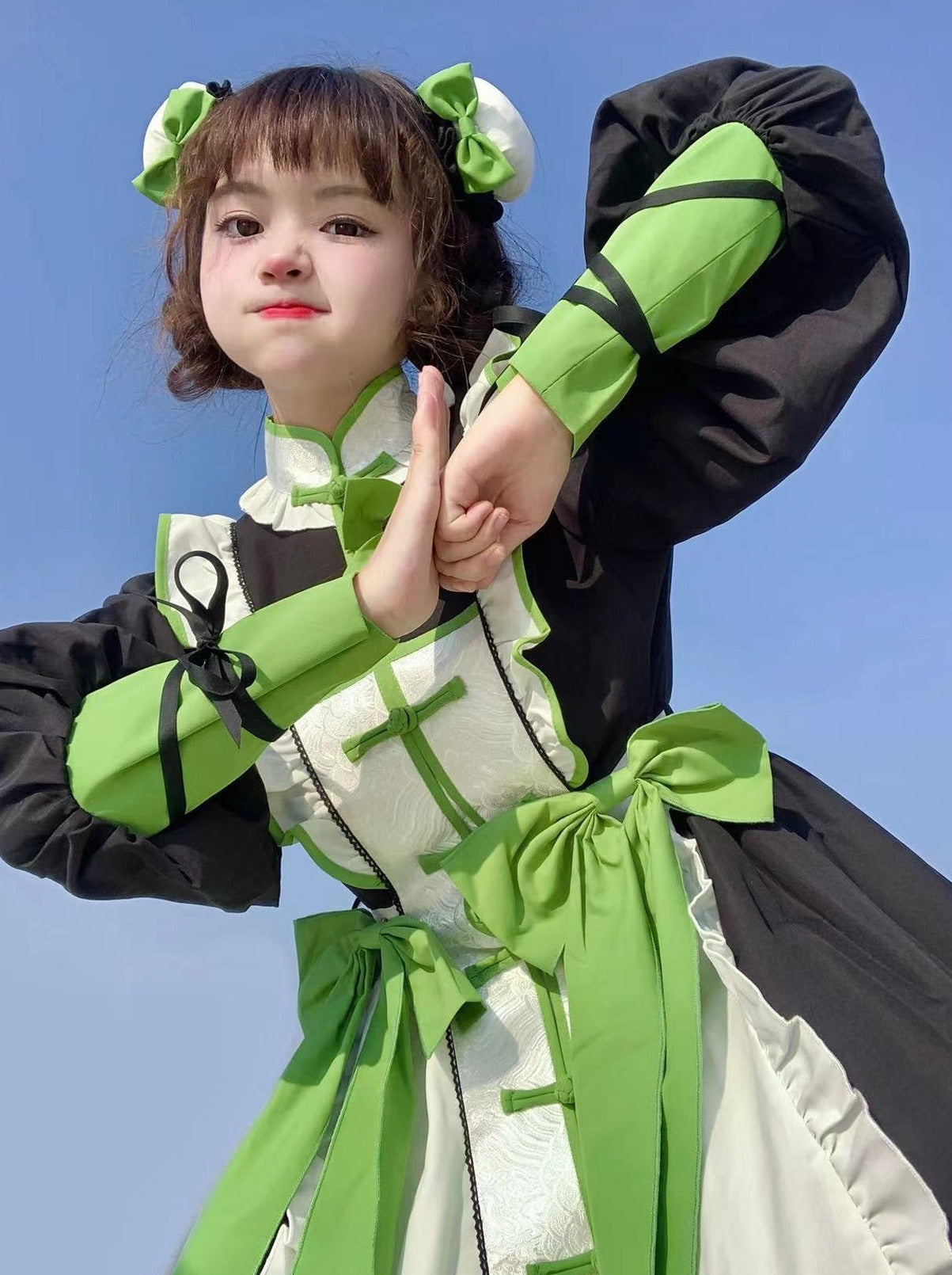 Chinese-style Red Panda Maid Lolita Dress + Accessories