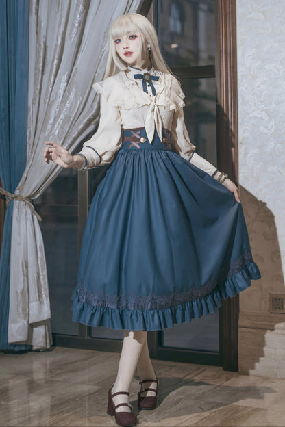 [pre-order] Retro Lolita Classic Blouse Skirt Shawl Suit