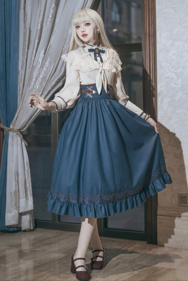 [pre-order] Retro Lolita Classic Blouse Skirt Shawl Suit