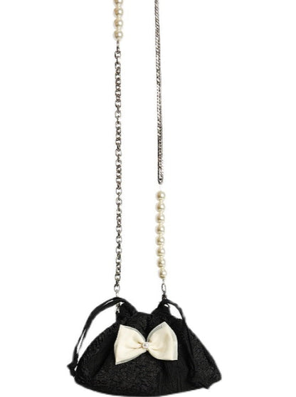 Pearl Ribbon Shoulder Chain Mini Bag