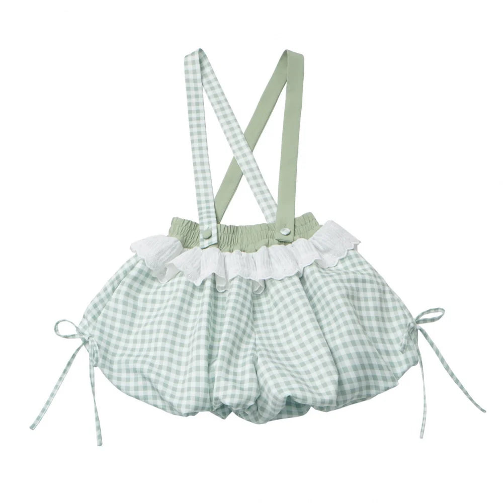 Blue Apple Vibe Top + Suspender Skirt + Wide Pants