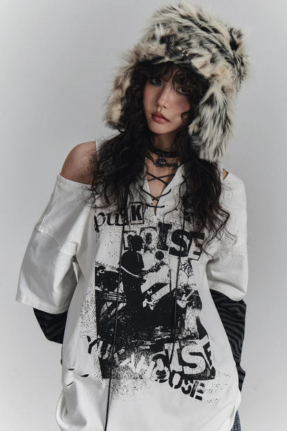Retro Dark Border Loose Top