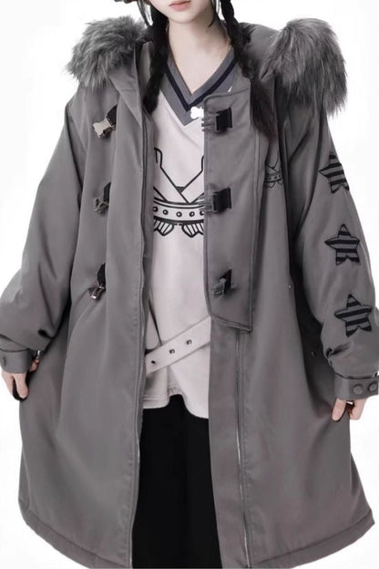 Gray Tone Shadow High End Star Cross Patch Buckle Coat Set