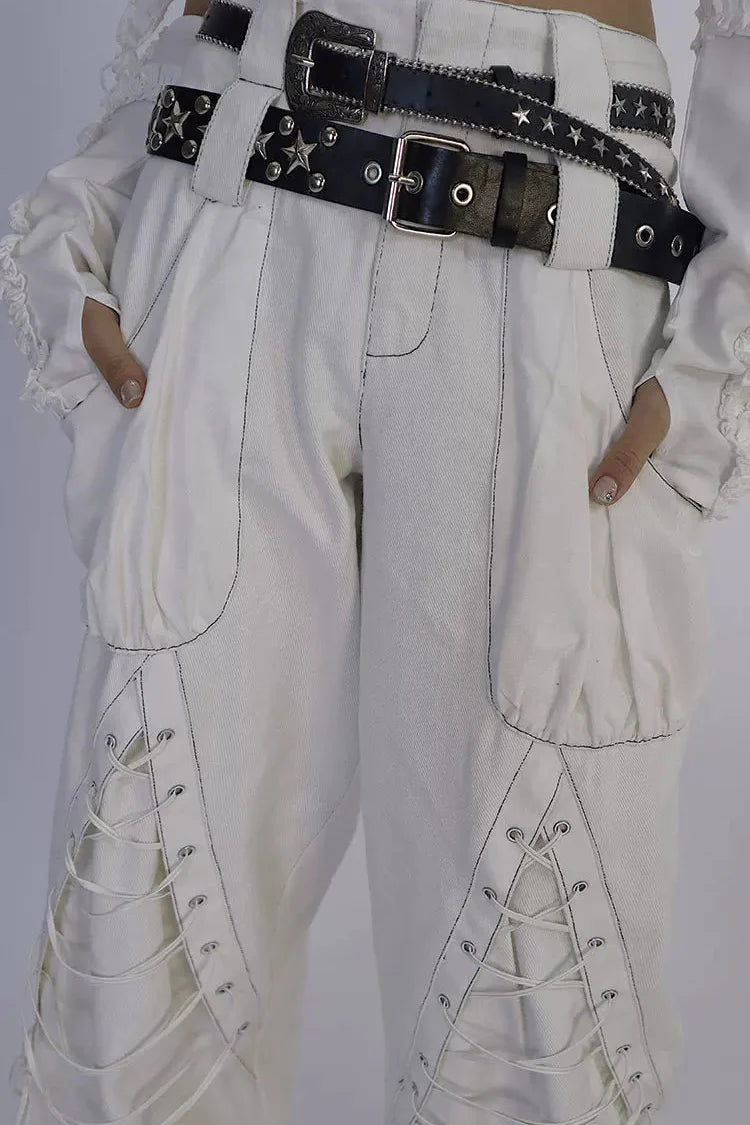 Double Waistband High Street Pants + Belt
