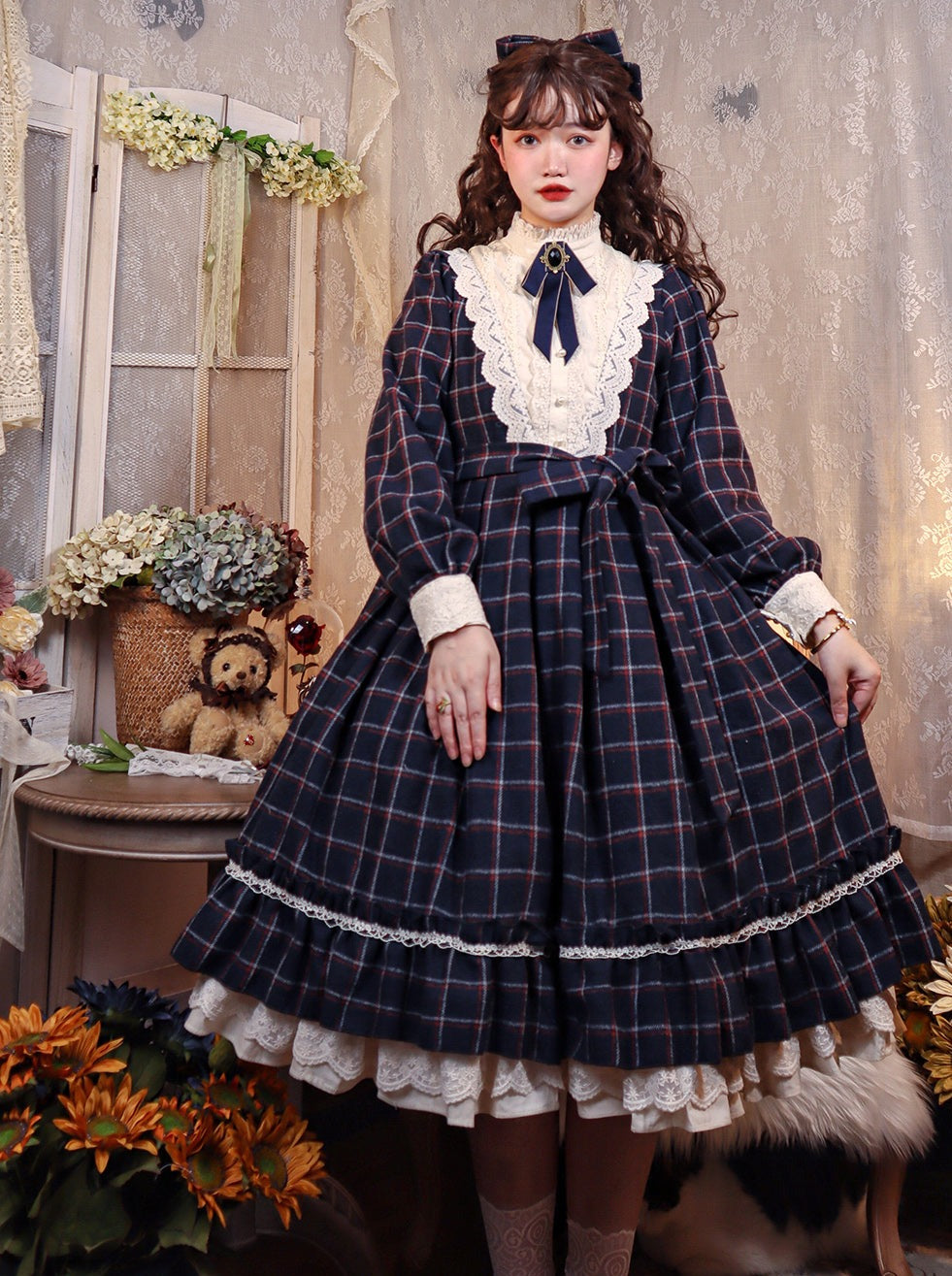 Retro Girl Volume Check Lolita Dress [pre-order]