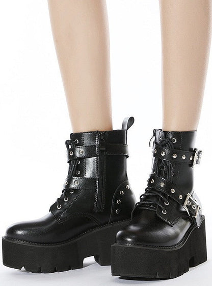 Dark Y2k Hot Girl Belt Buckle Platform Shoes