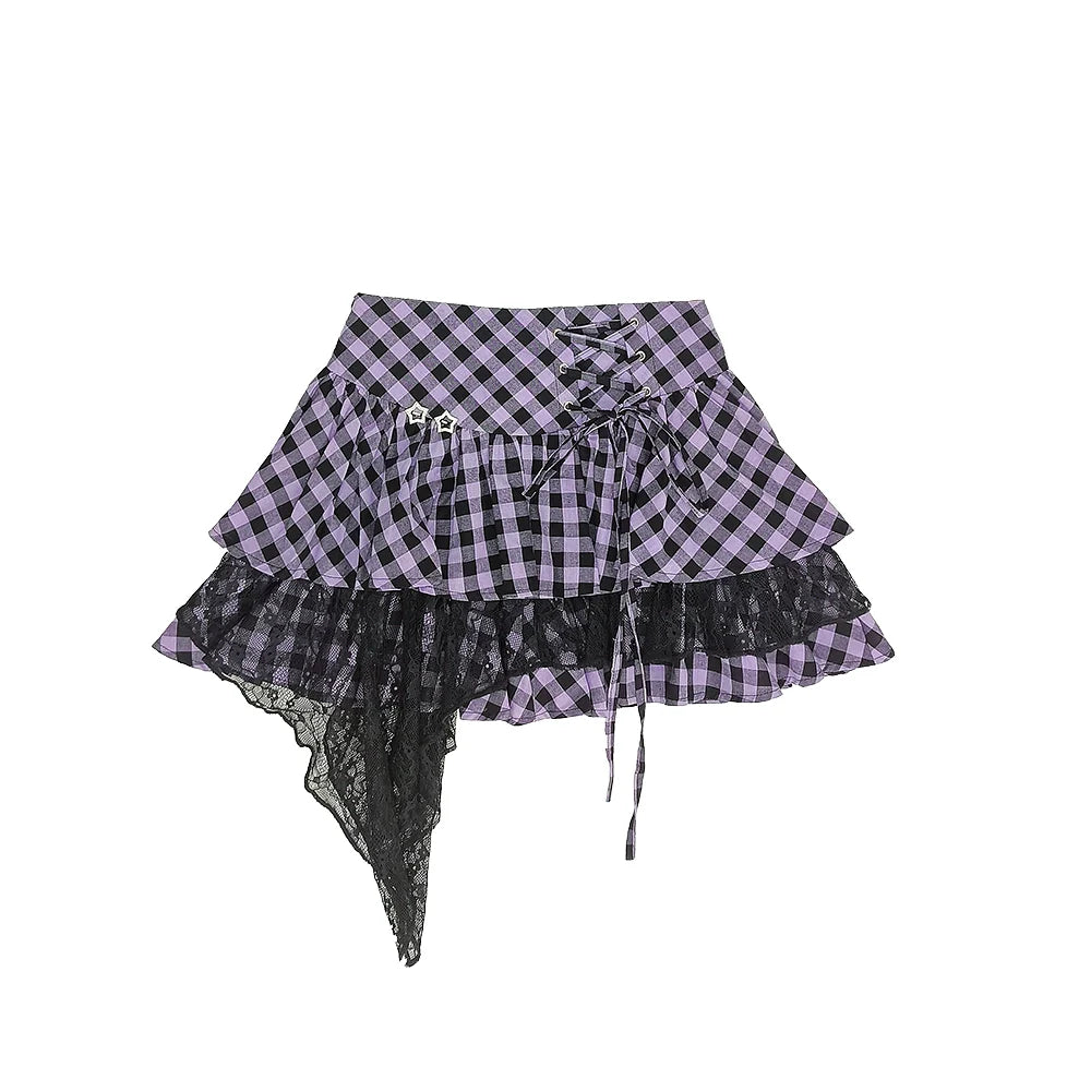 Abbey Slim Crop Top + Checkered Lace Skirt