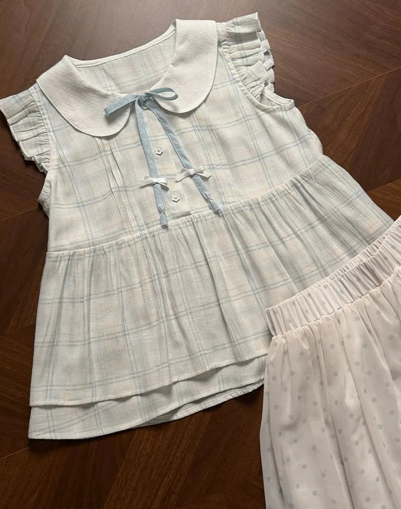 Angelic Doll Collar Top + Dot Skirt