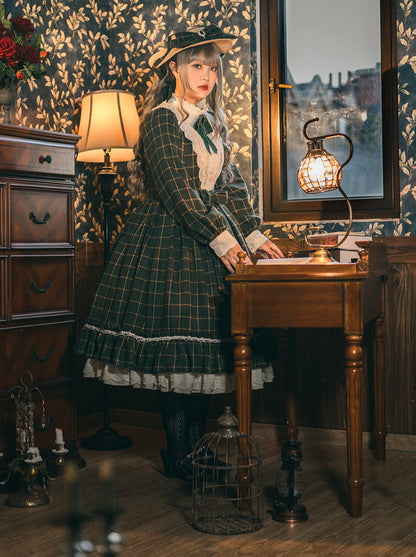 Retro Girl Volume Check Lolita Dress [pre-order]