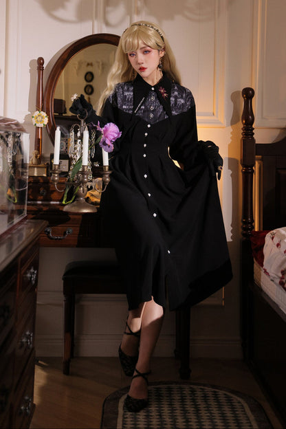 French Long Shirt Dress