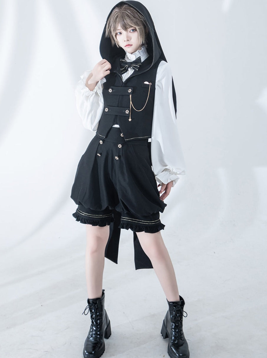 Dark Prince Hooded Cape + Rabbit Hooded Vest + Pumpkin Pants + Ruffle Shirt + Big Waist Ribbon [pre-order]