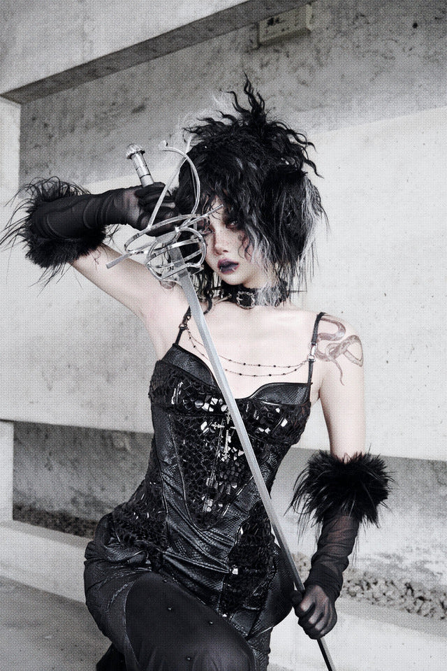 [pre-order] Snake Eyeshadow Dark Mode Dress + Mesh Gloves