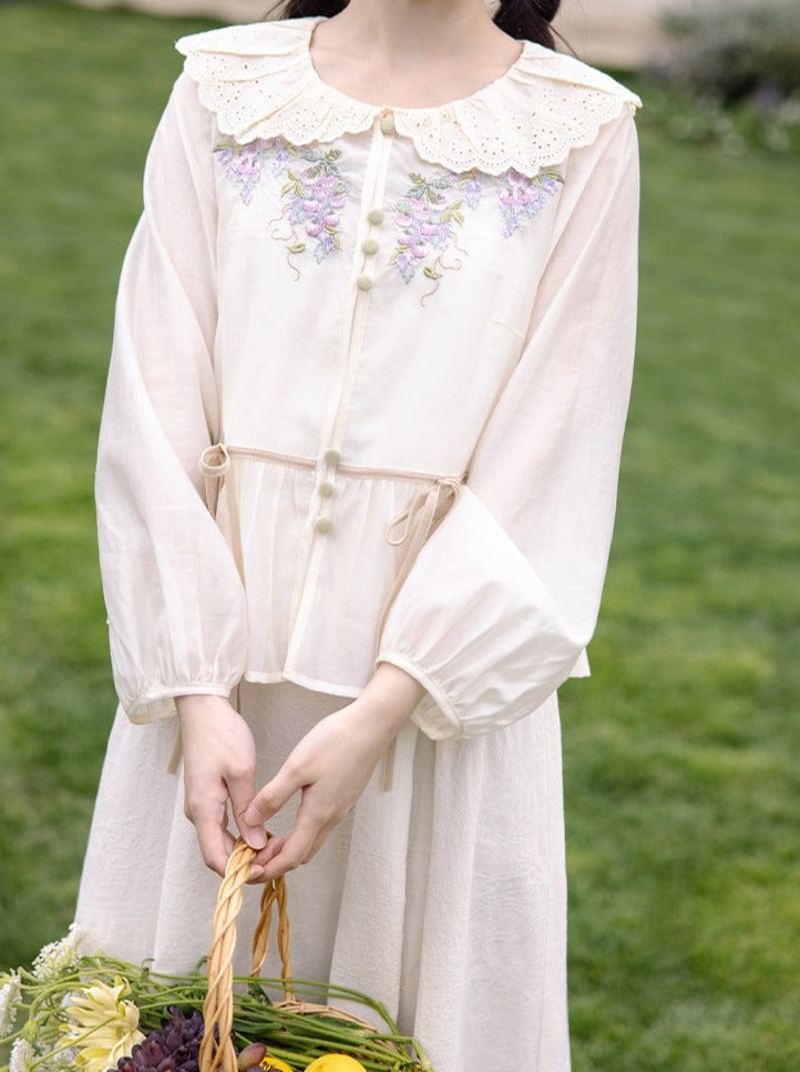 [pre-order] Retro Flower Sweet Top + Long Skirt