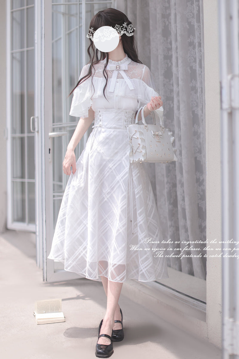 [pre-order] White Clear Top + Long Skirt + Ribbon
