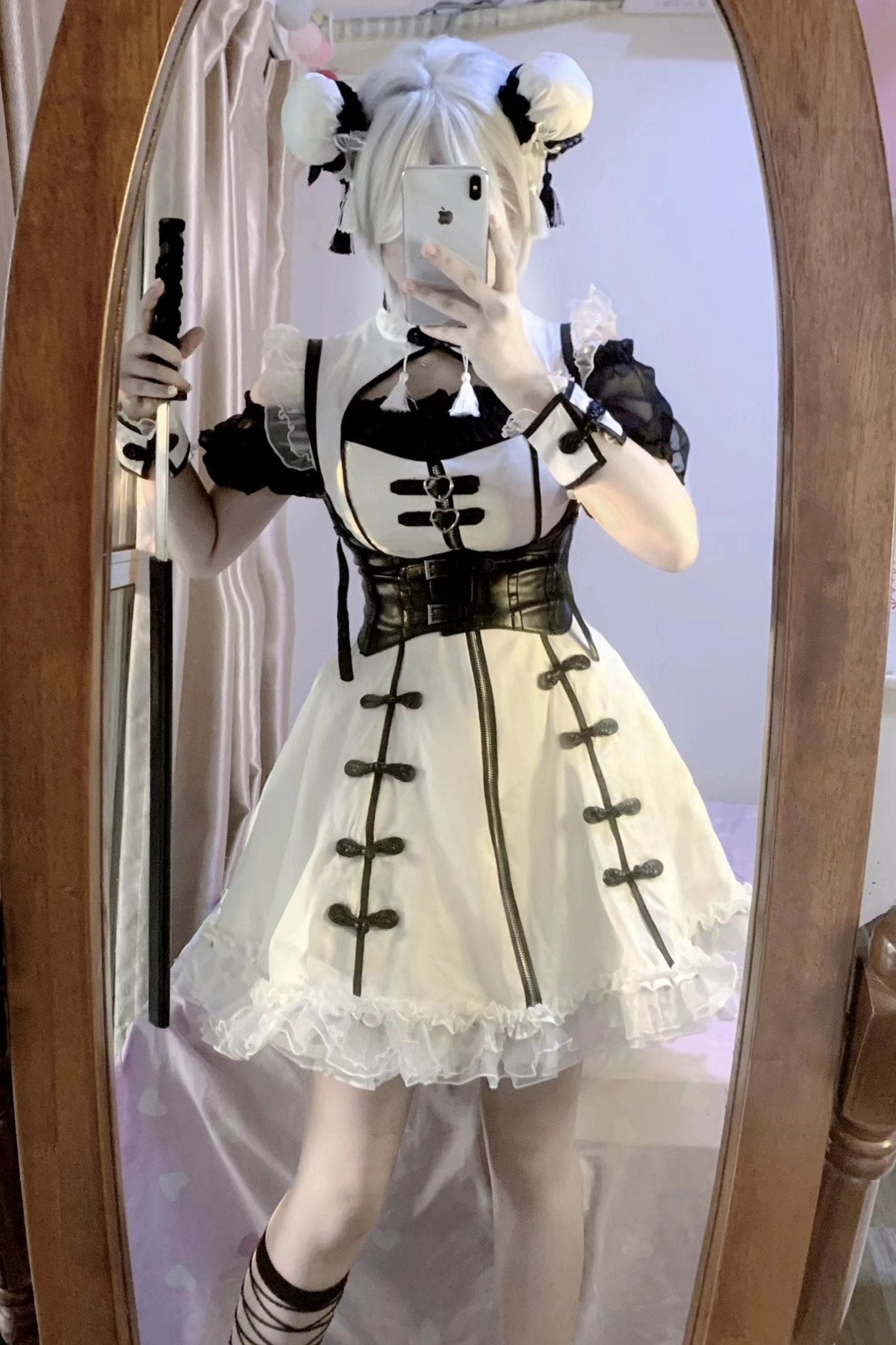 Dark Punk Black White Chinese-style Dress Suit