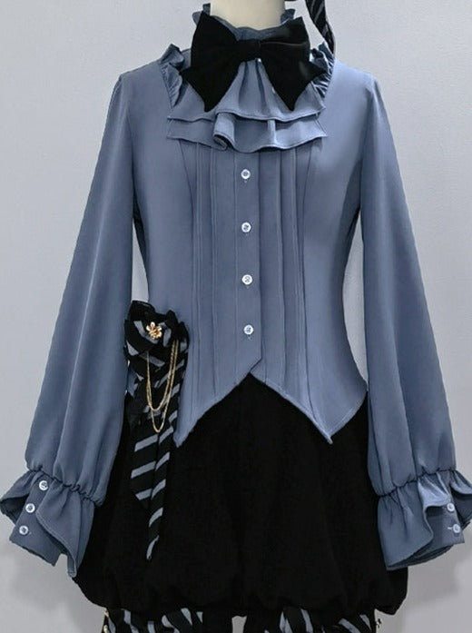 Line Prince Lolita Hooded Long Vest + Dark Blue Shirt + Balloon Ribbon Pants [pre-order]