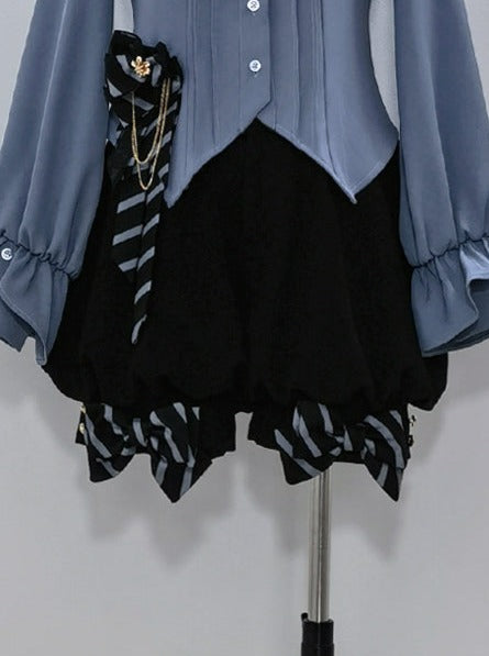 Line Prince Lolita Hooded Long Vest + Dark Blue Shirt + Balloon Ribbon Pants [pre-order]