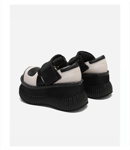 Leather Velcro Platform Shoes