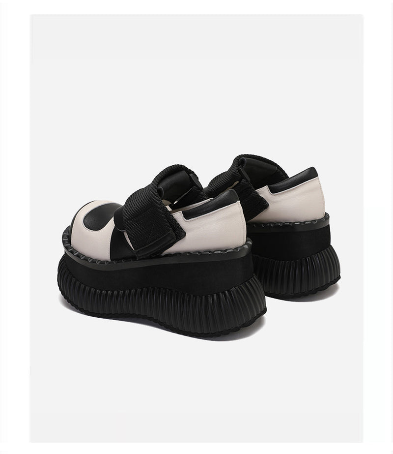Leather Velcro Platform Shoes
