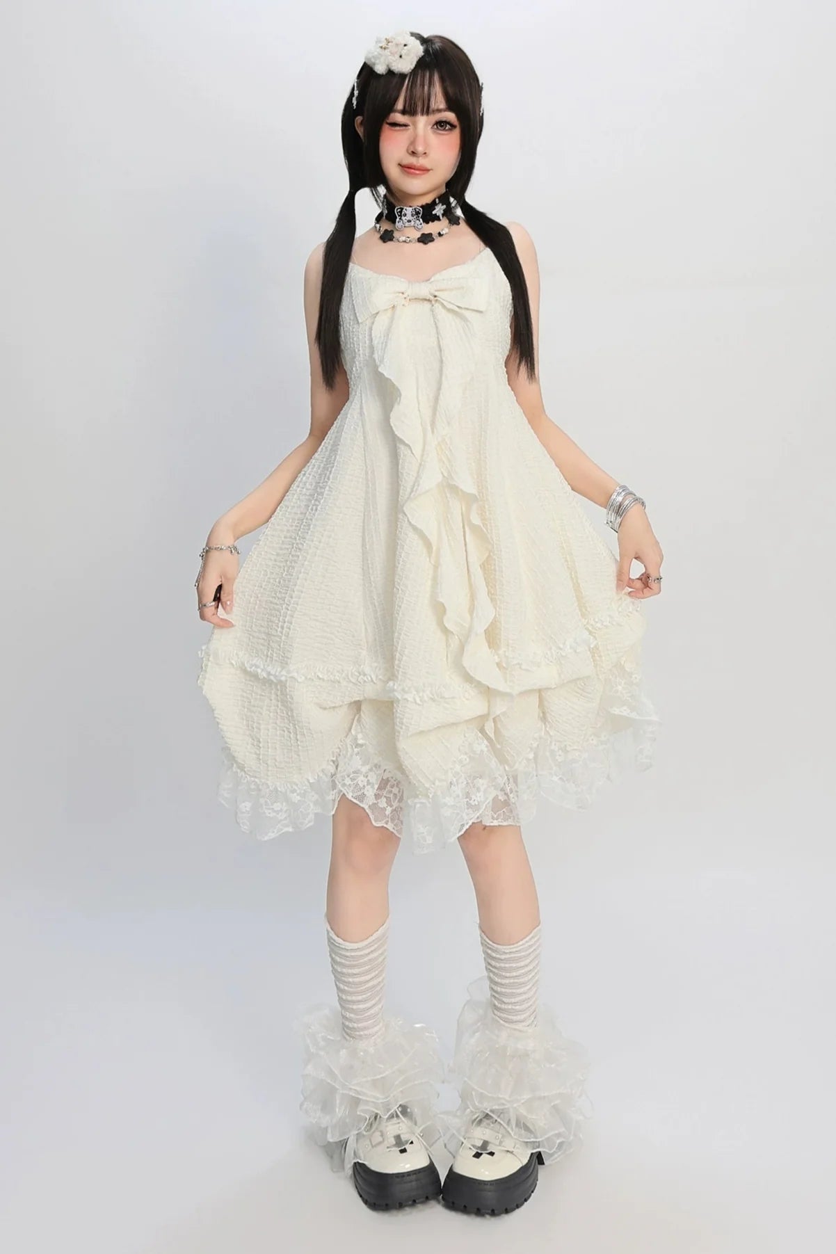 Girly Asian Big Bow Slip Dress