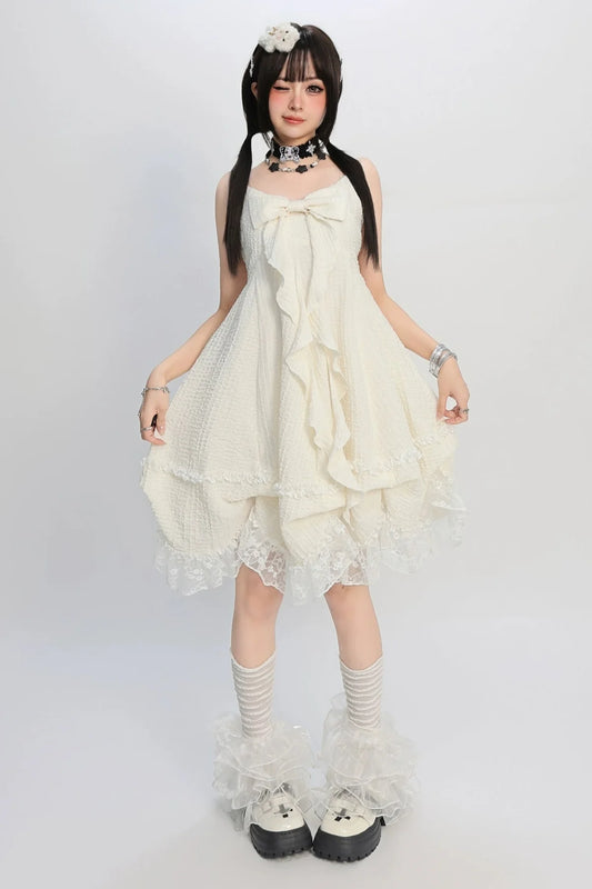 Girly Asian Big Bow Slip Dress