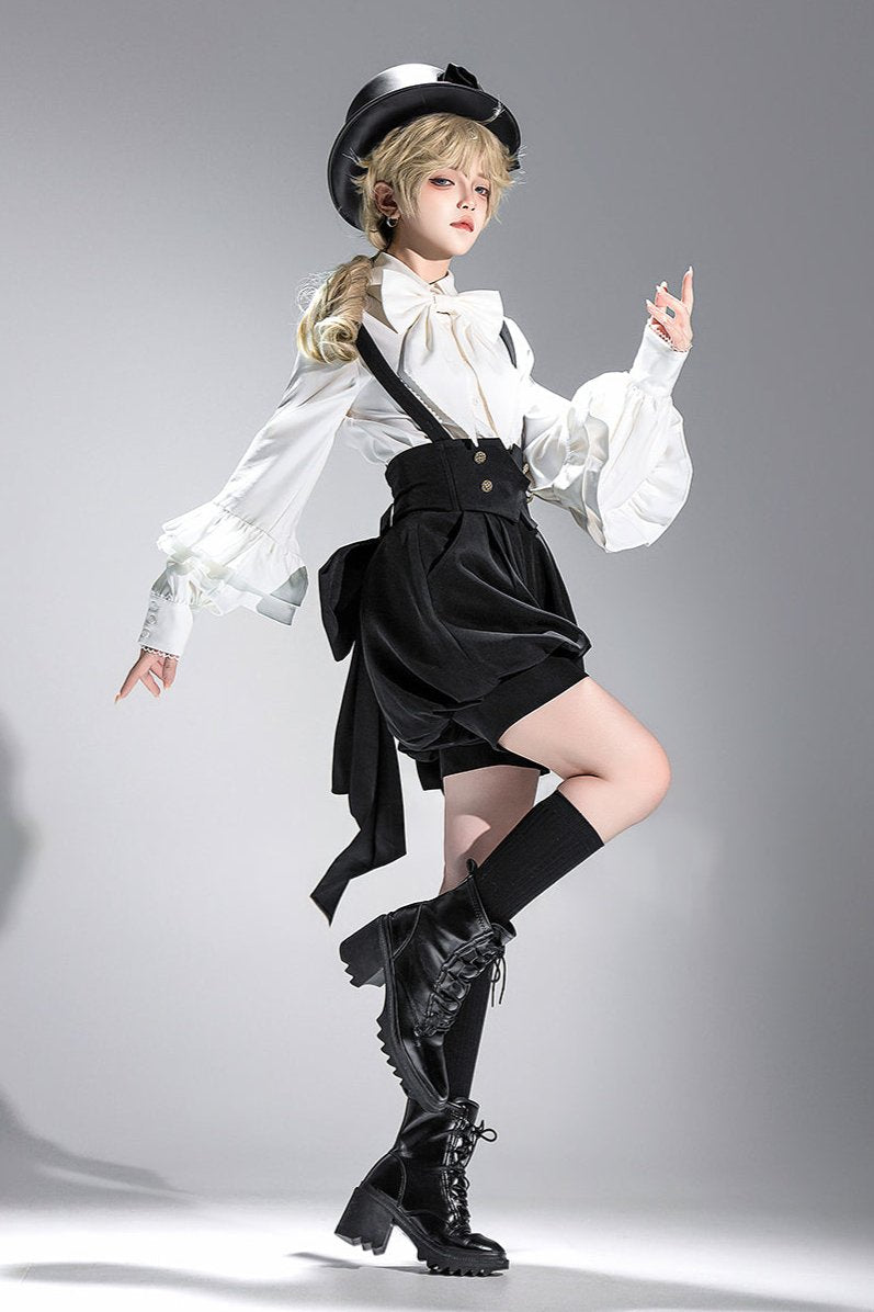 [pre-order] Retro Dark Prince Ribbon Shirt + Tail Shorts