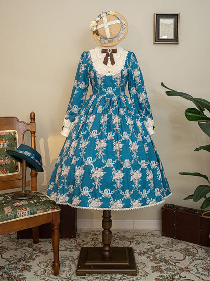 [pre-order] Antique Flower Wall Lolita Retro Cake Pendant Dress
