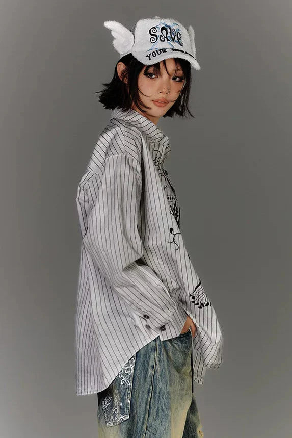 Graffiti Stripe Shirt + Camisole Vest