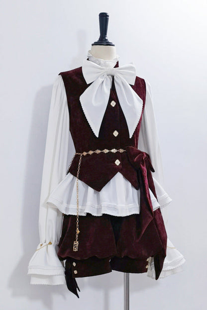 Hunting Rabbit Retro Red Bunny Ear Jacket + Vest + Shorts