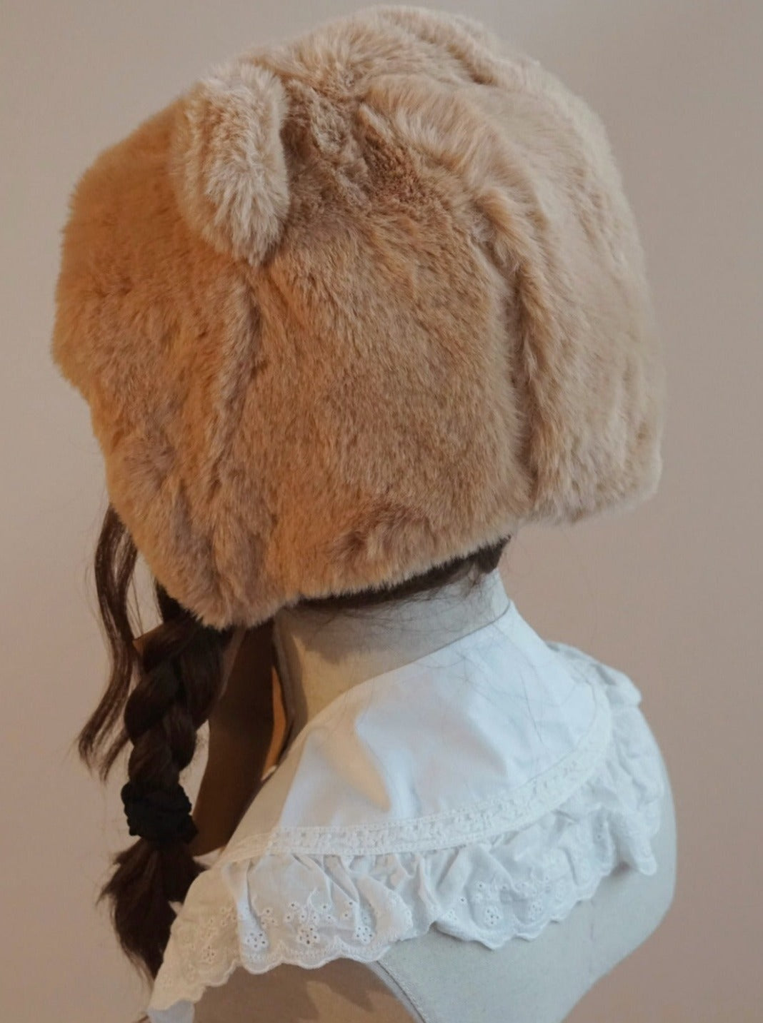 Fur Bear Velour Ribbon Hat