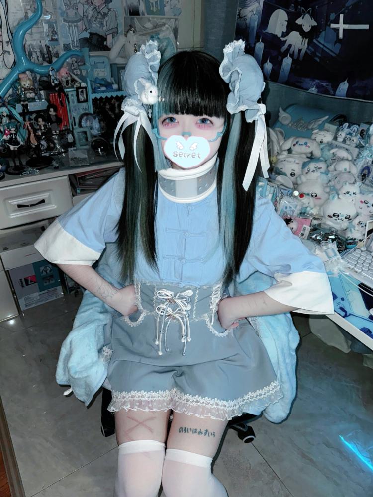 Ruffled Lace-up High Waist Suspender Skirt