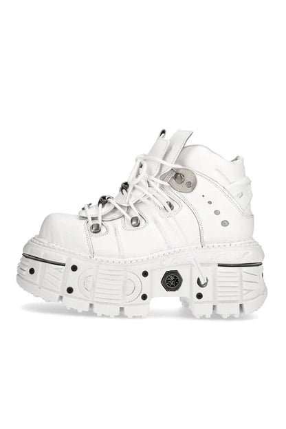 Pure White Accent Design Platform Shoes