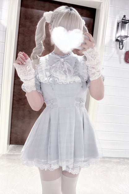 [pre-order] Angel Gray Blue Plaid Dress