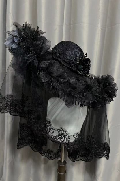 Dark Flower Lolita Gothic Hat