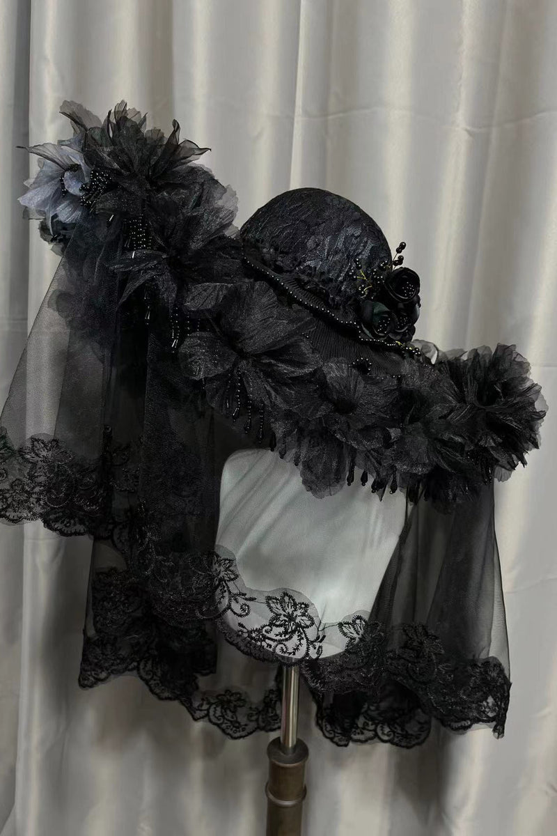 Dark Flower Lolita Gothic Hat