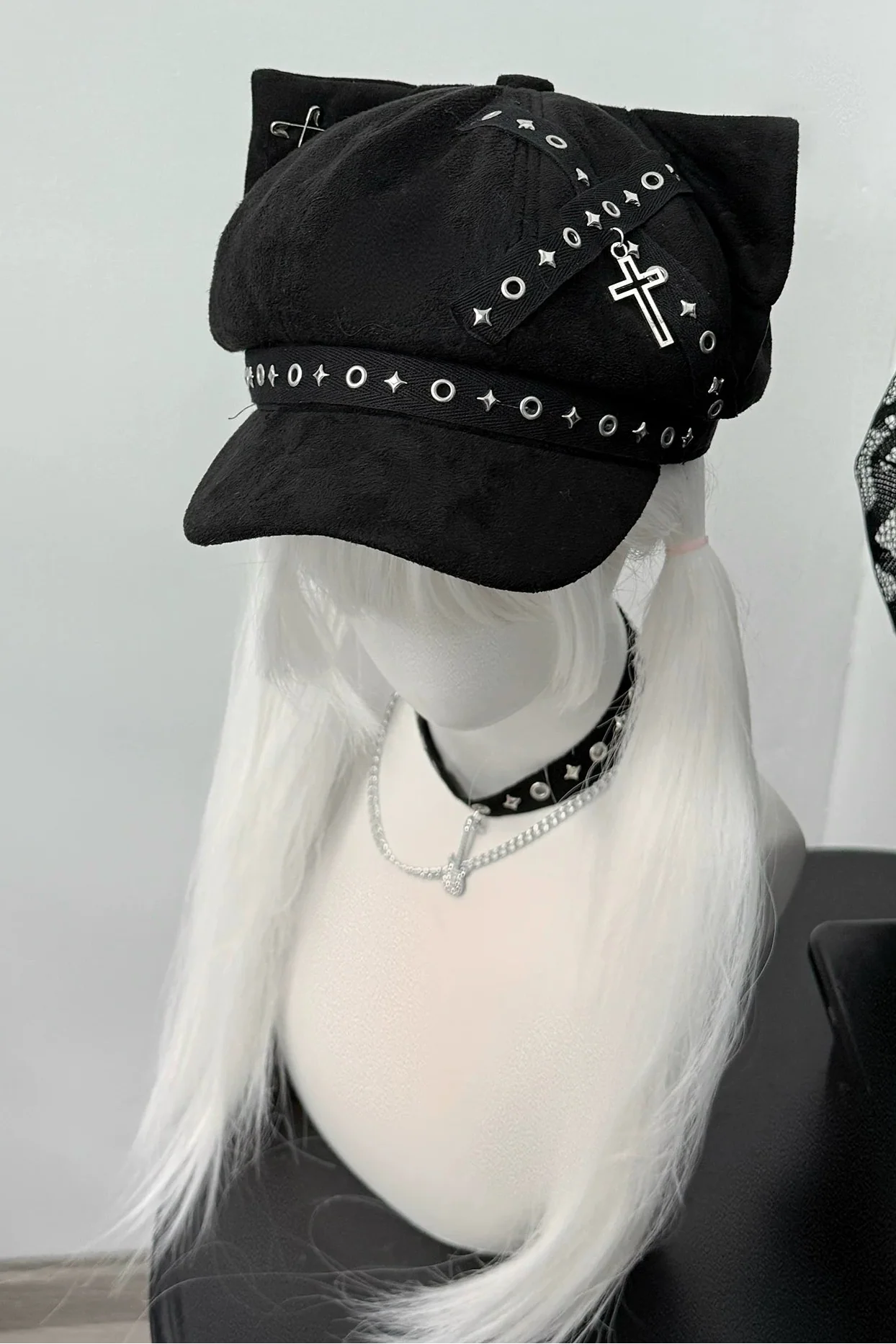 Studded Punk Cat Ear Hat