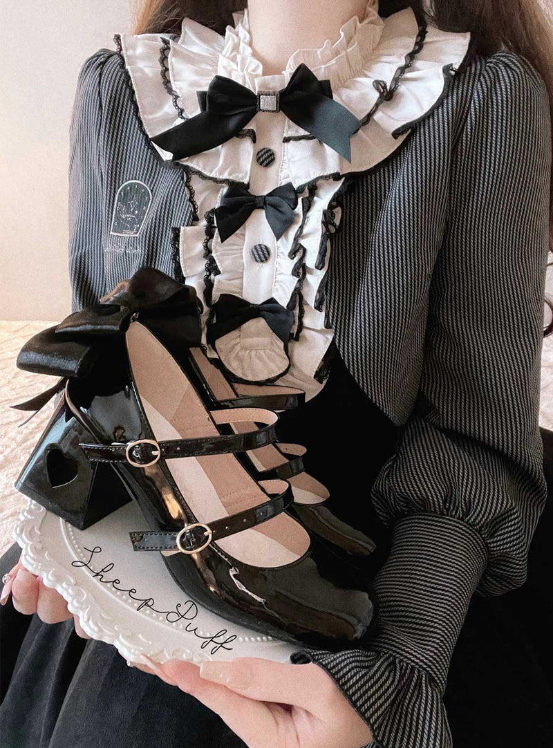Ribbon Open Heart High Heel Lolita Shoes [jewel Ribbon/normal Ribbon]