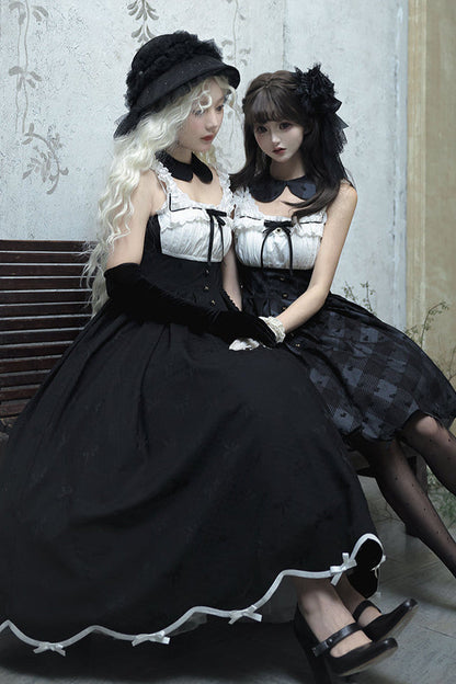 Silent Black Lady Lolita Princess Jumperskirt + Cropped Top